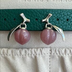Cute Silver and Pink Gemstone Earrings